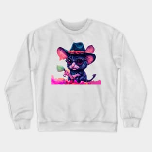 Funny Cowboy Mouse Crewneck Sweatshirt